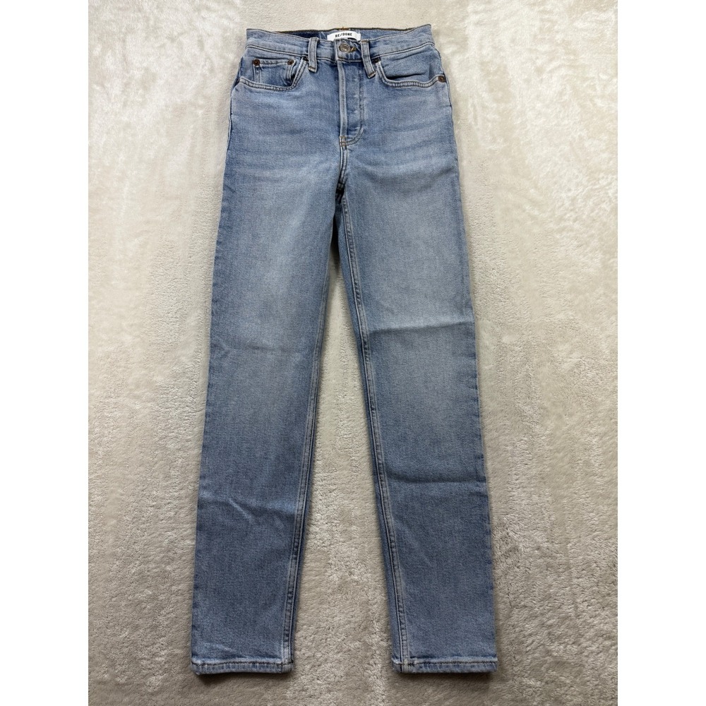 Re/Done Womens 90s High Rise Ankle Crop Blue Jeans 23 Meas: 22x27.5